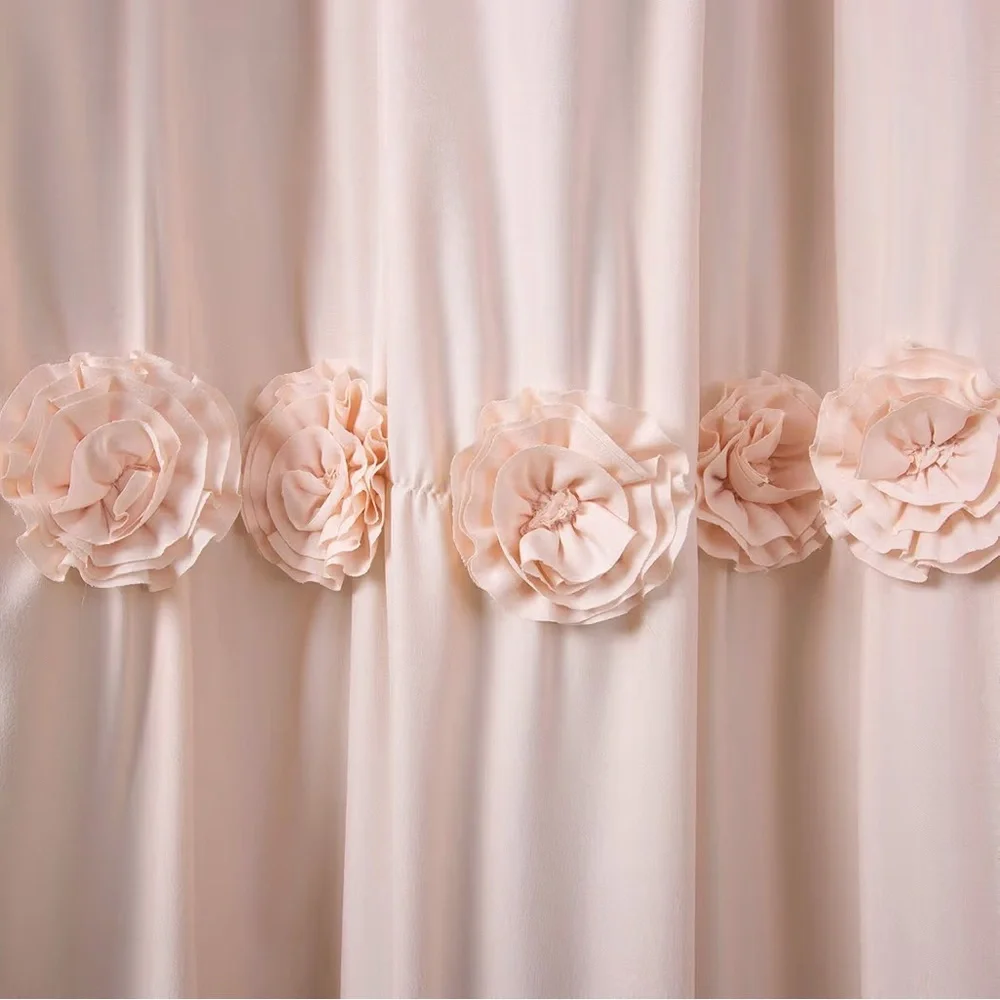 Lush Decor Darla Shower Curtain Single Blush -Flower Fabric Vintage Decor 72x72”